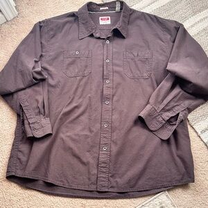 Men's 100% cotton Wrangler Vintage Wash Brown Button-Up Shirt
